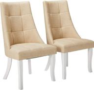 🪑 set of 2 kings brand milan beige vinyl upholstered kitchen dinette dining room side chairs логотип