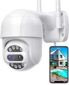 img 4 attached to 📹 Продвинутая наружная PTZ-камера видеонаблюдения с фонариками, 12-кратным увеличением, цветным ночным видением и функцией отслеживания движения - Защитите свой дом с обзором 360° и защитой от влаги IP66