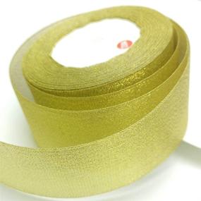 img 3 attached to 🎀 Chenkou Craft Gold Metallic Glitter Ribbon DIY Craft Christmas Wedding Party Appliques Decoration (2-inch)