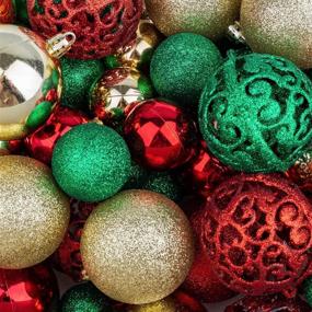 img 3 attached to 🎄 NJN 100pcs Shatterproof Christmas Ball Ornaments Set with Gift Package - Red, Green, and Gold