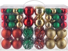 img 4 attached to 🎄 NJN 100pcs Shatterproof Christmas Ball Ornaments Set with Gift Package - Red, Green, and Gold