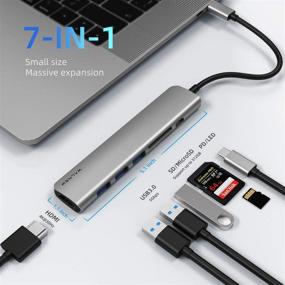 img 3 attached to 🔌 WALNEW 7-in-1 USB C Hub: MacBook Pro Adapter with 4K HDMI, USB 3.0 Ports, SD/TF Card Reader, 100W PD Dock – Ideal for iPad Pro, MacBook Pro/Air