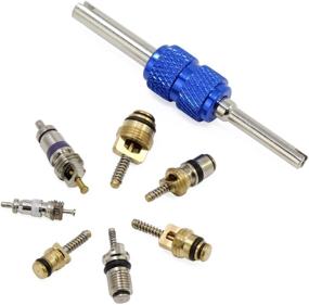 img 1 attached to 🚗 40PCS Automotive Air Conditioning Refrigeration Valve Core Kit - R12 R134a, OCR Double Head Dual Dismantling Remover Tool with Tire Valve Stem for Car Air Conditioner