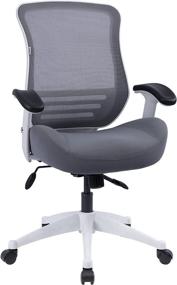 img 4 attached to 🪑 Grey Swivel Casters Office Desk Chair - LONGBOSS Mid-Back Computer Task Chair