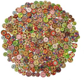 img 4 attached to 400 Pcs Mixed Wooden Buttons: Vintage Flower Craft Buttons for DIY Sewing Decor (15 mm, 20 mm)