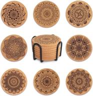 🍷 8-piece set of coomin extra thick cork coasters with holder - farmhouse style heat-resistant coasters for coffee table, wooden table, and drinks logo