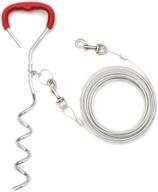 🐾 expawlorer reflective dog tie out cable and stake, 30ft - ideal for outdoor, yard, and camping - suitable for medium to large dogs up to 60lbs (20ft), 90lbs (25ft), 125 lbs (30ft) - includes 16" stake and 30ft cable logo