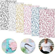 🎨 easy diy crafting: 6 sheets heat transfer glitter stickers with 924 adhesive iron-on letter number applique for t-shirt clothes bag – black, gold, silver, rose, pink, blue logo