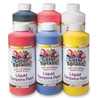s&s worldwide - lt9 color splash! liquid tempera paint assortment, 16-oz. (6-pack) logo