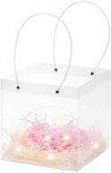 🎁 8 pcs clear gift bags with handles bulk 8.6 * 8.6 * 8.6" medium nufr, including led string lights and shredded paper filler for valentine's day, proposal birthday, party, wedding, baby shower logo