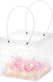 img 4 attached to 🎁 8 PCS Clear Gift Bags with Handles Bulk 8.6 * 8.6 * 8.6" Medium NUFR, including LED String Lights and Shredded Paper Filler for Valentine's Day, Proposal Birthday, Party, Wedding, Baby Shower