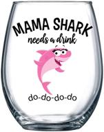 🍷 mama shark needs a drink: hilarious wine glass for mom - ideal gift for birthdays, mother's day, christmas, holidays, or just because - stemless design logo