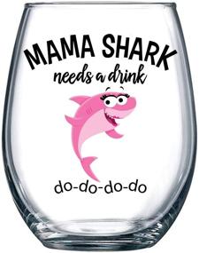 img 4 attached to 🍷 Mama Shark Needs a Drink: Hilarious Wine Glass for Mom - Ideal Gift for Birthdays, Mother's Day, Christmas, Holidays, or Just Because - Stemless Design