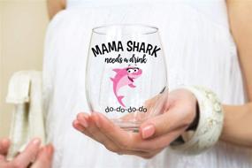 img 1 attached to 🍷 Mama Shark Needs a Drink: Hilarious Wine Glass for Mom - Ideal Gift for Birthdays, Mother's Day, Christmas, Holidays, or Just Because - Stemless Design