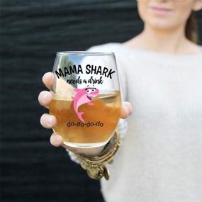 img 3 attached to 🍷 Mama Shark Needs a Drink: Hilarious Wine Glass for Mom - Ideal Gift for Birthdays, Mother's Day, Christmas, Holidays, or Just Because - Stemless Design