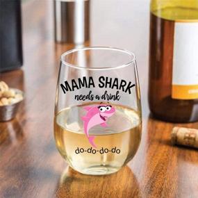 img 2 attached to 🍷 Mama Shark Needs a Drink: Hilarious Wine Glass for Mom - Ideal Gift for Birthdays, Mother's Day, Christmas, Holidays, or Just Because - Stemless Design