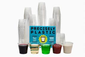 img 4 attached to 🍸 Premium 1oz Clear Plastic Disposable Shot Glasses - Ideal for Jello Shots, Condiments, Tastings, Dips, and Samples