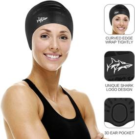 img 1 attached to 🏊 Thicker Design Solid Silicone Waterproof Swim Caps for Long Hair - 2 Pack for Women, Men, and Adults