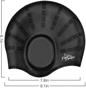img 2 attached to 🏊 Thicker Design Solid Silicone Waterproof Swim Caps for Long Hair - 2 Pack for Women, Men, and Adults