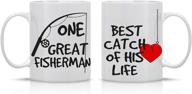 🎣 best catch of his life couples mug set - funny couple mugs - (2) 11oz coffee mugs - funny mug gift set for husband and wife - him and her gifts - by aw fashions logo