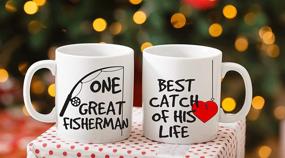 img 2 attached to 🎣 Best Catch of His Life Couples Mug Set - Funny Couple Mugs - (2) 11OZ Coffee Mugs - Funny Mug Gift Set for Husband and Wife - Him and Her Gifts - By AW Fashions