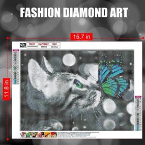 img 3 attached to 🐱 Imponigic Наборы Diamond Painting для взрослых: Кошка и Бабочка 5D DIY полный бриллиантовый набор Diamond Painting - потрясающее ремесло из страз для домашнего украшения стены (12x16 дюймов)