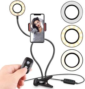 img 4 attached to 📸 UBeesize Selfie Ring Light with Cell Phone Holder Stand: Perfect for Live Stream, Makeup & Selfies! Includes Remote Shutter & Flexible Long Arms for Android/iPhone