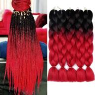 🔥 aidusa ombre afro braiding hair extensions - 24 inch 2 tone synthetic hair for women, hair twist crochet braids - 100g (#01 black to red) logo