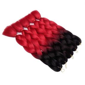 img 3 attached to 🔥 AIDUSA Ombre Afro Braiding Hair Extensions - 24 Inch 2 Tone Synthetic Hair for Women, Hair Twist Crochet Braids - 100g (#01 Black to Red)