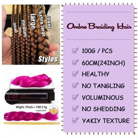 img 1 attached to 🔥 AIDUSA Ombre Afro Braiding Hair Extensions - 24 Inch 2 Tone Synthetic Hair for Women, Hair Twist Crochet Braids - 100g (#01 Black to Red)