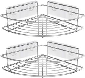 img 4 attached to 🚿 ZSZAUA 2 Pack Stainless Steel Wall Mounted Corner Shower Caddy - Adhesive Shower Storage Organizer Shelf Holder for Bathroom, Kitchen, and Toilet