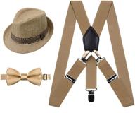alizeal kids' 1-inch suspender and bow tie set with matching hat logo