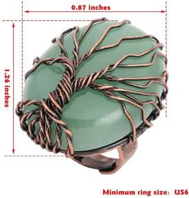 img 2 attached to 🌳 Top Plaza Handmade Vintage Copper Wire Wrapped Tree of Life Oval Gemstone Healing Crystal Ring with Adjustable Bronze Band - Size 6, 7, 8