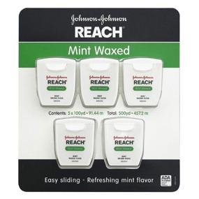 img 2 attached to 🦷 Johnson &amp; Johnson Reach Mint Waxed Dental Floss, Pack of 5