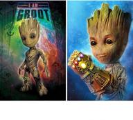 набор из 2 наборов для творчества 5d diamond painting - simliber full drill treeman groot rhinestone diamond painting для взрослых – настенный декор для дома, 11,8 х 15,8 дюйма (включая носимый рукав) логотип