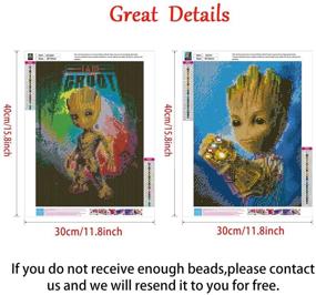 img 1 attached to Набор из 2 наборов для творчества 5D Diamond Painting - Simliber Full Drill Treeman Groot Rhinestone Diamond Painting для взрослых – настенный декор для дома, 11,8 х 15,8 дюйма (включая носимый рукав)