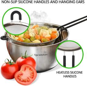 img 3 attached to 🔍 FGS Kitchen Stainless Steel Fine Mesh Strainers with Non-Slip Handles and Hanging Ears – Premium Set of 4 Sizes for Efficient Straining, Sieving, Sifting, Filtering and Rinsing