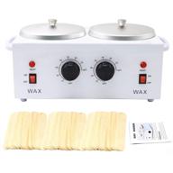 🔥 electric paraffin wax warmer - double wax pot heater, professional dual melting device for hair removal at home/salon/spa with 100pc wooden sticks kit, two adjustable switches included logo