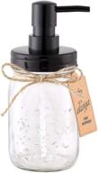 🚰 rustic bathroom and kitchen decor: elwiya 16oz mason jar soap dispenser with black plastic pump and lid - rust proof, glass container logo