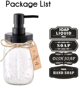 img 3 attached to 🚰 Rustic Bathroom and Kitchen Decor: Elwiya 16oz Mason Jar Soap Dispenser with Black Plastic Pump and Lid - Rust Proof, Glass Container