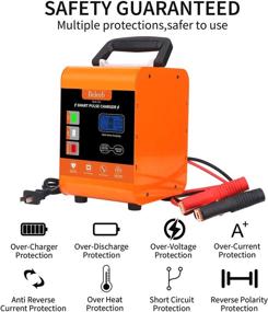 img 2 attached to 🔋 Beleeb Car Battery Charger 12V 24V LCD Display Trickle Pulse 10A Automotive Maintainer for Golf Cart Motorcycle Vehicle Boat Marine SLA RV SUV AGM Gel, 20A max - Portable & Powerful (Orange)