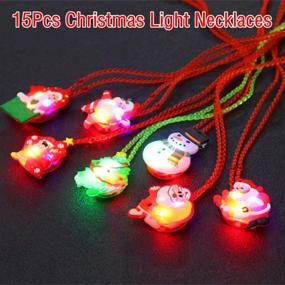 img 3 attached to Christmas LED Light Up Necklace Set - 15 PCS Glow in The Dark Pendant Toys, Perfect Christmas Party Favors for Kids