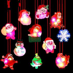 img 4 attached to Christmas LED Light Up Necklace Set - 15 PCS Glow in The Dark Pendant Toys, Perfect Christmas Party Favors for Kids