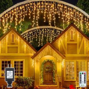 img 4 attached to Ollny Christmas Lights Outdoor Decorations: 396 LED 32FT 8 Modes Icicle 🎄 Lights for Wedding Party Holiday Tree Decor - Remote Controlled Fairy String Lights