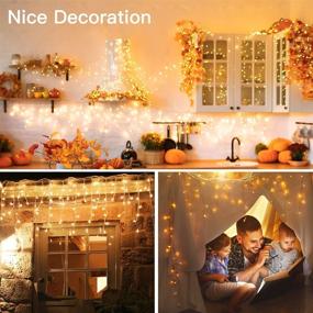 img 1 attached to Ollny Christmas Lights Outdoor Decorations: 396 LED 32FT 8 Modes Icicle 🎄 Lights for Wedding Party Holiday Tree Decor - Remote Controlled Fairy String Lights