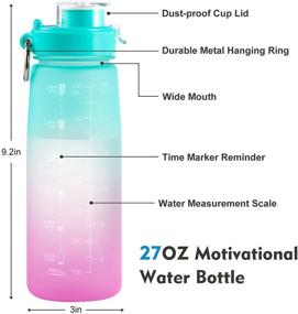 img 3 attached to 🏋️ HOOFUN Motivational Sports Water Bottle: Stay Hydrated with Bottled Joy 27oz 800ml Leakproof Fitness Water Bottle with Time Marker and Measure Scale - Ideal for Women and Men at School, Office, Gym, and Outdoors