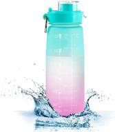 🏋️ hoofun motivational sports water bottle: stay hydrated with bottled joy 27oz 800ml leakproof fitness water bottle with time marker and measure scale - ideal for women and men at school, office, gym, and outdoors logo