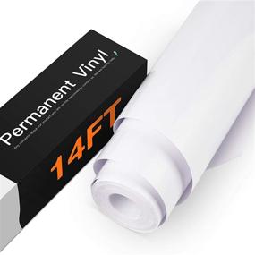 img 4 attached to 🎨 HTVRONT White Permanent Vinyl for Cricut - 12" x 14 FT Glossy White Adhesive Vinyl Roll for Silhouette, Cameo Cutters, Signs, Scrapbooking, Crafts, Die Cutters