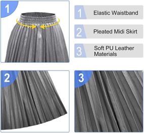 img 1 attached to 👗 SUNFURA Women's Leather Elastic Pleated Skirts, Perfect for Women's Clothing