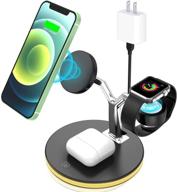 ⚡️ wireless charging station, 3 in 1 [qi-certified] magnetic charger with qc3.0 adapter, 15w fast charging dock for apple iphone 12/12 pro/12 pro max/12 mini, iwatch 6 5 4 3 2 1 airpods pro, 2021 upgraded logo